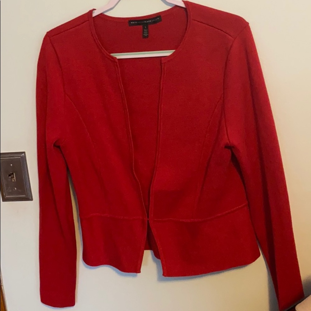 WHBM Womens Red Knit Cardigan Sweater